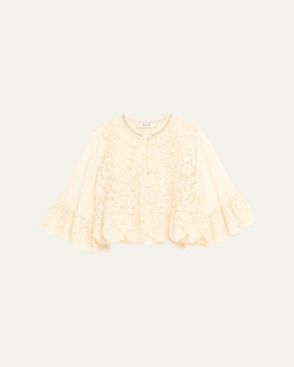 Shanna Lace Three-Quarter Sleeve Top